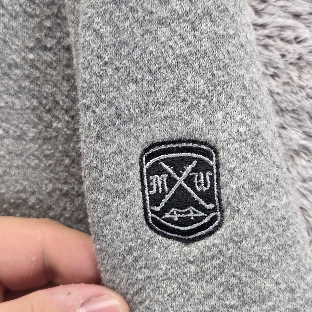 Greyson Hoodie Mens Large Gray Fleece Pullover High Neck Kangaroo Pocket Logo - Picture 9 of 9